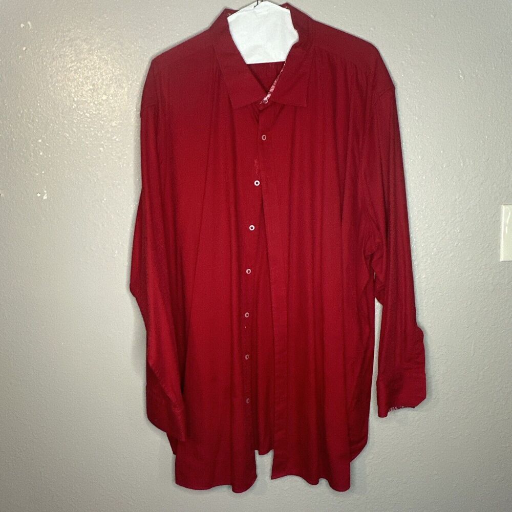 Robert Graham Paisley Shirt Mens 4XLT Red Flip Cuff Long Sleeve Button Dress